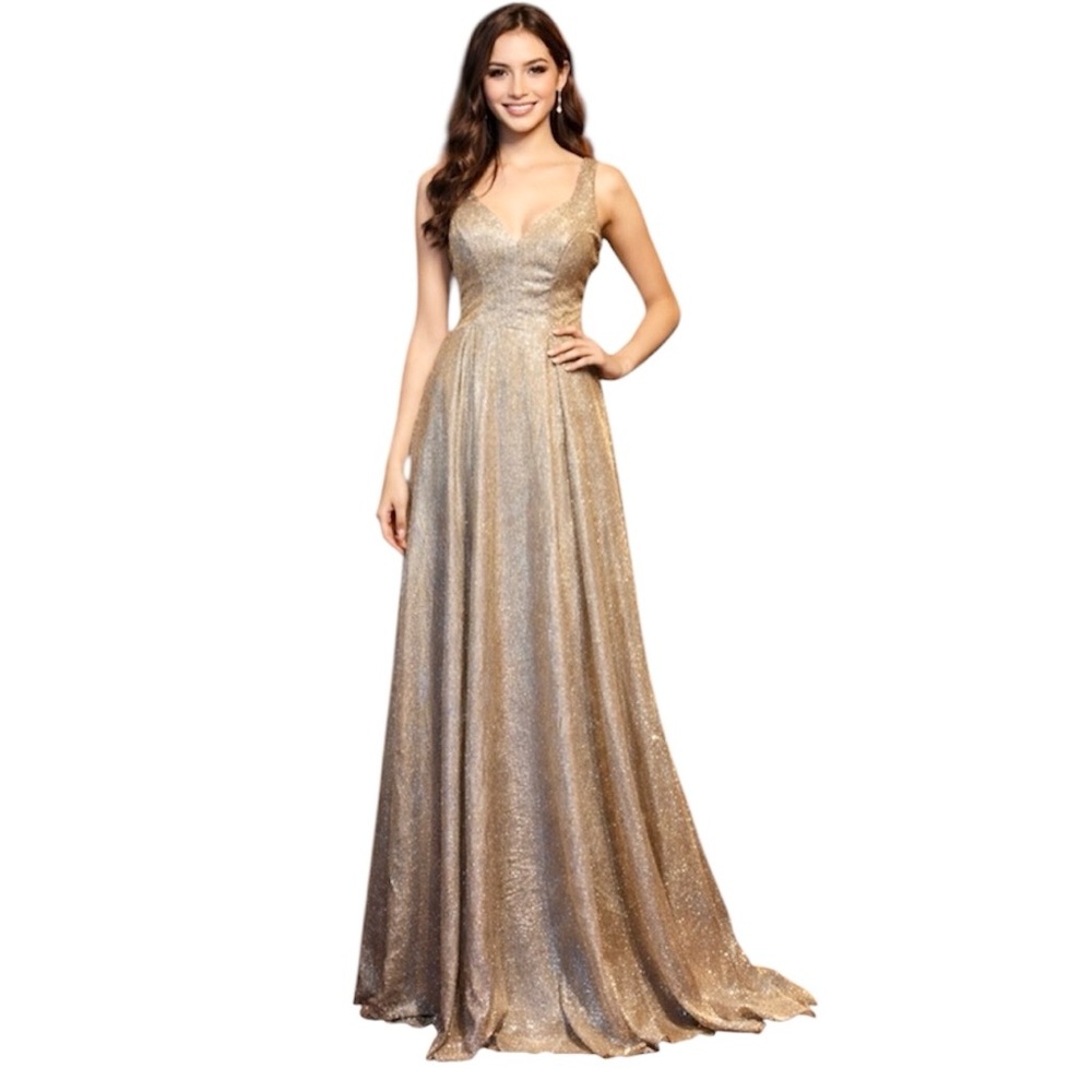 B.Smart Silvery Sparkle Prom Dress Evening Gown